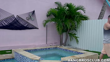 Preview 2 of Sexishikyoka - Teasing MILF with huge melons fucked by the pool boy