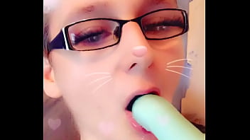 Preview 2 of Kristibe Fake - twink sucking on dildo deepthroating it