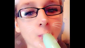 Preview 1 of Kristibe Fake - twink sucking on dildo deepthroating it
