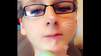 Preview 4 of Kristibe Fake - twink sucking on dildo deepthroating it