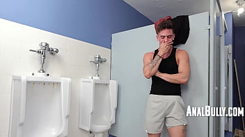 Preview 1 of Big Black Dick Sucking Lips - Stuck in the Stall A Hole Lotta Horror - Trevor Brooks,  Skylar Finchh