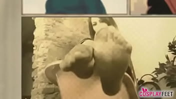 Preview 3 of Desi Slutty Asses - Supergirl takes off her boots and lets you play with her toes in pantyhose