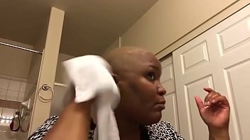 Preview 4 of 188porn Tube - MILF at home,  first time shaving her head smooth bald (BF request)