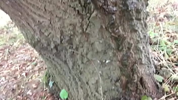 Preview 4 of Big Tit Stepson - Pissing up a tree