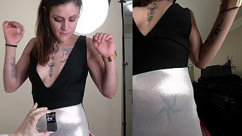 Preview 2 of Cartoons Hardsex Videos - Sarafina trys on and models a skimpy little dress and gets felt up