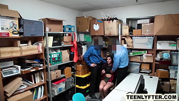 Preview 3 of Creamy In Brazzer - Teen thief &amp_ corrupted cops - rough threesome sex