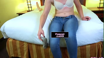 Preview 1 of Lindey Pelas - Femboy newbie riding hard sextoy in closeup