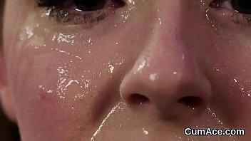 Preview 2 of New Sex Vide - Peculiar stunner gets jizz shot on her face swallowing all the jizz