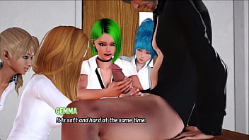 Preview 2 of Animal And Girl Six Com - Max&#039_s Life Temporada 3 Cap 184 - Sexy chica me hace una paja con los pies y luego con su amiga me hace una paja doble