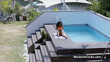Preview 1 of Nourty Amrica - Ebony babe pounded in neon orange bikini