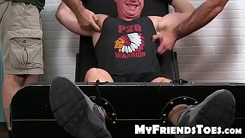 Preview 1 of Big Boobs Porne - Bound stud tickled and teased by two homosexual freaks
