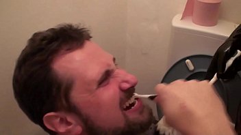 Preview 2 of Moms Sex Oil Hd - Femdom Brats humiliate slaves in toilets