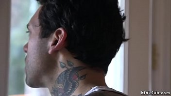 Preview 1 of Doog Seixxy - Tattooed yard worker fucks boss in bondage