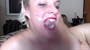 Preview 4 of Simal Sex - She Gargles &amp_ Swallows a Huge Load of Cum on Cam! SexySpunkyGirl &amp_ Mister Spunks