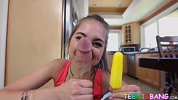 Preview 3 of Karla Beeg - Naughty teen deviant compares a lollipop to a big dick