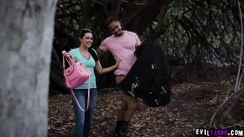 Preview 3 of Ope Ar - Dirty Homeless Voyeur Spies On A Young Couple Having Interracial Sex! Zoey Foxx,  Ricky Johnson and Domenic Kane