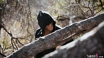 Preview 1 of Cubby Big Tits - Homeless voyeur watches interracial couple fucking