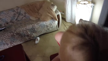 Preview 2 of Small Blond Squirt - Two beautiful girls sucking my hairy dick POV