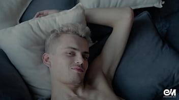 Preview 3 of D6n Dog Xxx Videos Com - Seductive leather twink in leggings playing with cock on the bed