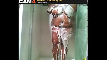 Preview 2 of Choloro Feet - Ebony slut with massive tits soapy public shower on cam Whore4ur