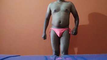 Preview 1 of Pakistani Chuby - Dancing in pink bikini