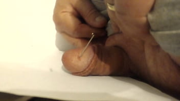 Preview 4 of Mom Son Play Game Xnxx - Large Pin through cockhead - b. gushes when extracted