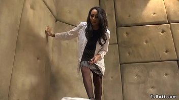 Preview 1 of Leather Heike - Big cock tranny doctor anal fucks guy