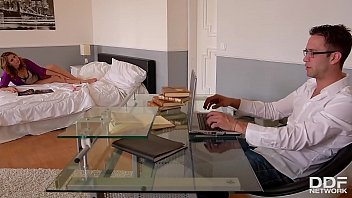 Preview 1 of Girl Get Force Fisting - Horny wife with great tits Ani Blackfox seduces hard working husband