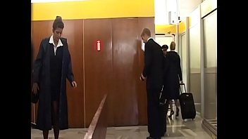 Preview 1 of Jynx Maze Pregnant - Brunette airhostess Alyson Ray is sucking pilot&#039_s cock on her knees blowing the pilot