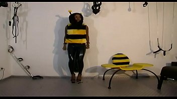 Preview 1 of Sleeping Daughter Rough - Black girl in a bee suit fucked hard