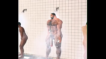 Preview 4 of Mom And Son Asia Sex - muscle bear urschel and teammates shower in football locker room