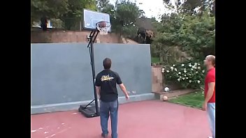 Preview 1 of Blond Wife Facial Screw - Three randy white dudes gang bang a lusty black chick Lady Armani after a game of basketball