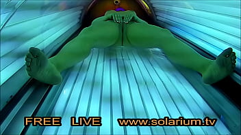 Preview 4 of Pole Strip Dance - Hot horny girl while masturbating on the solarium secretly filmed