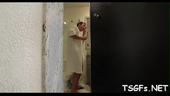 Preview 1 of Disha Pathan Xnxx - Dirty shemale floozy gives a blow and gets ass pushed wildly