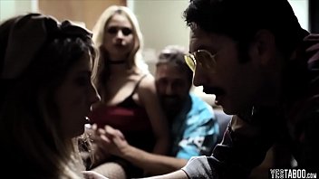 Preview 1 of Three Sister One Cock - Orphaned cutie teen tricked into fucking by a hot MILF