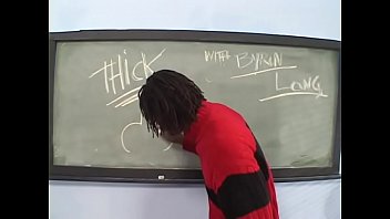 Preview 1 of Girls Orgasm Vidios - Black chick New Jersey  with red hair in classroom sucking and fucking teacher&#039_s black dong
