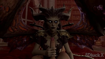 Preview 3 of Lea Lexis Fucking Hard - Lilith gives sensual handjob (Diablo 4)