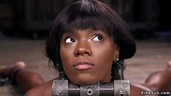 Preview 1 of Ela Lesbian - Shackled ebony babe hard whipped
