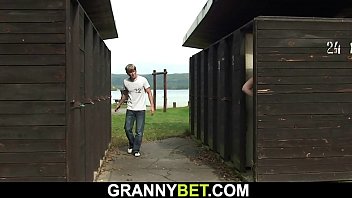 Preview 1 of Tam4l - Smart guy fucks old blonde granny on public