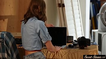 Preview 1 of Xxxn Porn Mom Help Mi Son - Pretty model cockriding her lucky stepdad