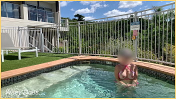 Preview 3 of Xxx Sexy Video Dawonlod - Wife flashes her tits in hotel pool
