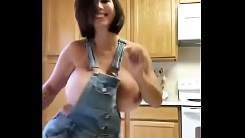 Preview 1 of Sexxyhot - Busty babe dances in overalls