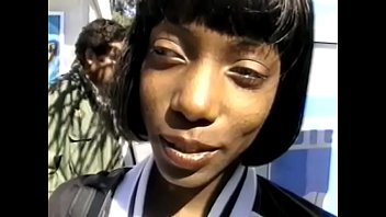 Preview 2 of Bysek Net - Dark skin slut with natural tits sucks black hunk&#039_s tool on the bus