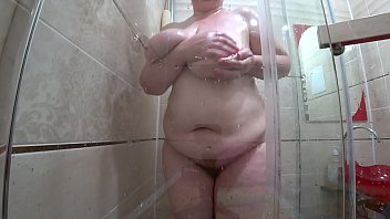 Preview 2 of Ava Addams Shooting - Peeping after the milf who washes in the shower. Mature plump figure with large tits and a juicy butt.