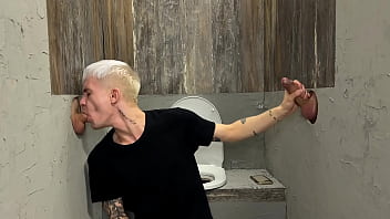 Preview 2 of Adik Kakak Indo - Tattooed faggot twink served strangers with his mouth and asshole through the glory hole 256