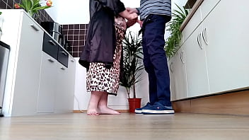 Preview 2 of Mom And His Son Hd - Doggystyle in the kitchen with a curvy milf with natural tits