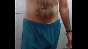 Preview 2 of Wwwxxx Japa - Man takes a shower and shows off his bulge volume in his shorts