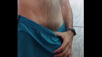 Preview 4 of Wwwxxx Japa - Man takes a shower and shows off his bulge volume in his shorts