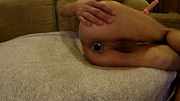 Preview 1 of Big Tit Granny Forced Sex - Straight Boy Dildos hole on couch
