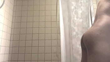 Preview 2 of Sunyy Pea - Douching in the shower and tried to stop water from coming out with a butt plug